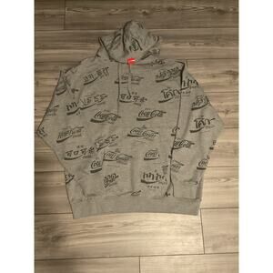 Coca Cola Allover Print Hoodie gray Size XL
